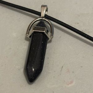 Blue Sandstone Crystal Point Pendant Necklace